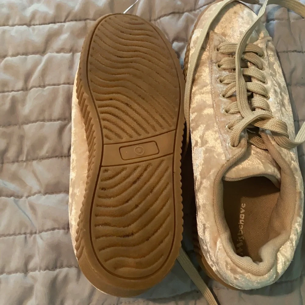 - Cream velour sneakers by misbehaving